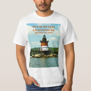 Phare de plage de prune, T-shirt d'Île de Rhode