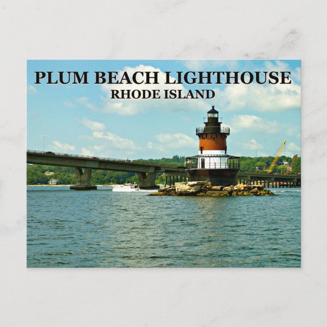 Phare de Plum Beach, carte postale de Rhode Island (Devant)