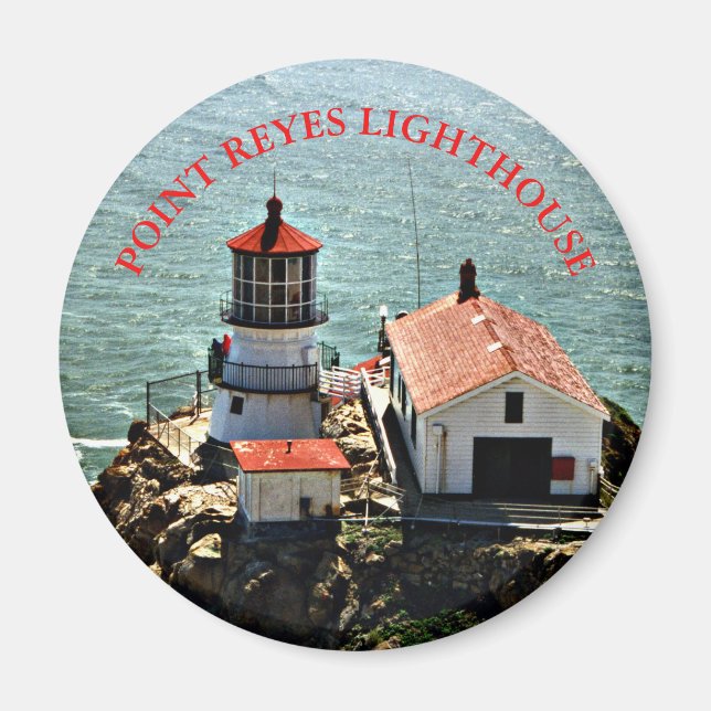 Phare de Point Reyes, Californie Magnet rond (Devant)