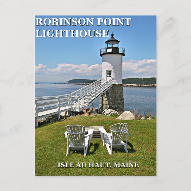Phare de Robinson Point, carte postale Maine (Devant)