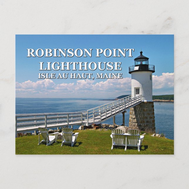 Phare de Robinson Point, carte postale Maine (Devant)