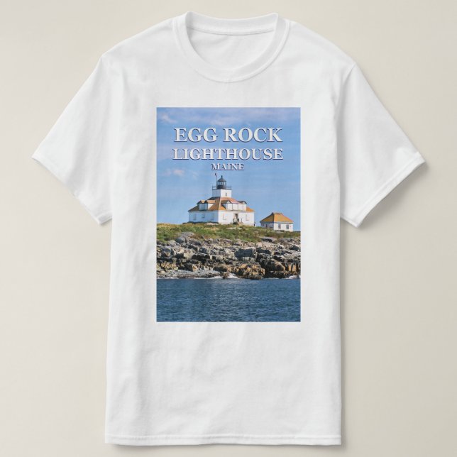 Phare de roche d'oeufs, T-shirt du Maine de port (Design devant)