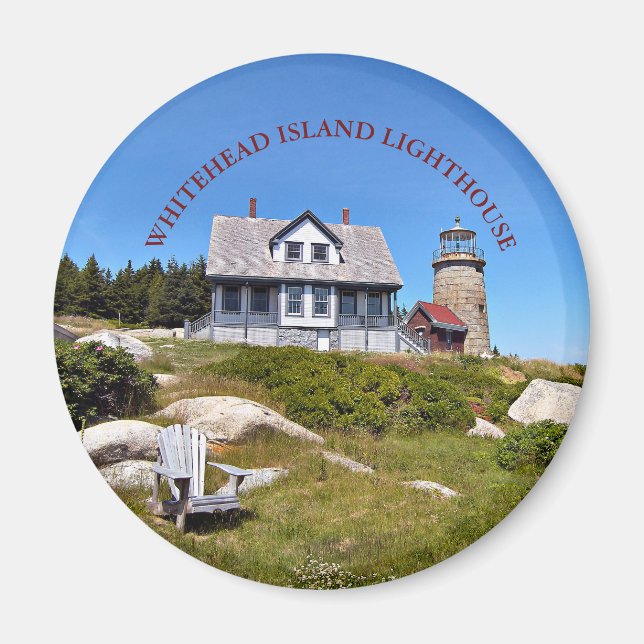Phare de Whitehead Island Maine Magnet rond (Devant)