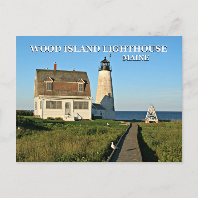Phare de Wood Island, carte postale du Maine (Devant)