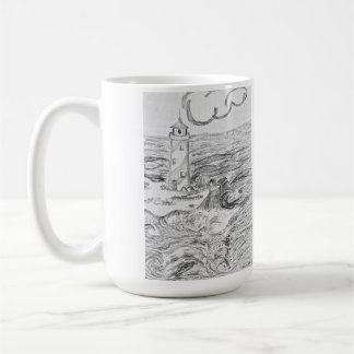 Phare dessiné à la main sur une tasse