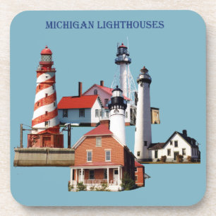 Phare du Michigan 6 dessous de verre en plastique