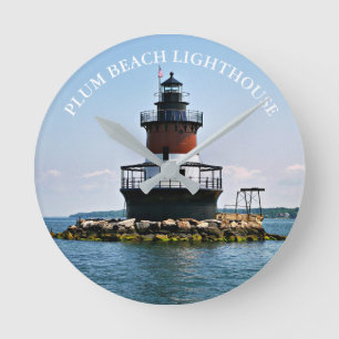 Phare Plum Beach Rhode Island Horloge murale