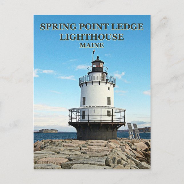 Phare Spring Point Ledge, carte postale Maine (Devant)