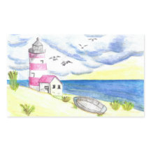 Phare sur la plage classique autocollant