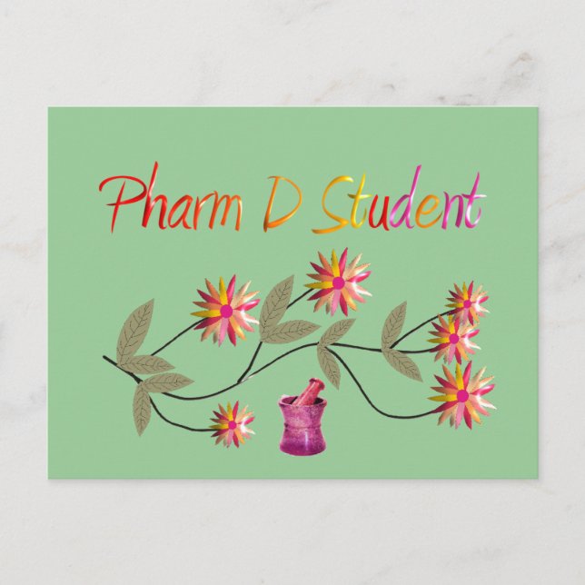 Pharm D Student Floral Design Postkarte (Vorderseite)