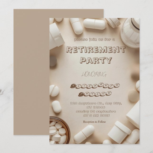  Pharmacist retirement party  invitation Einladung (Vorne/Hinten)