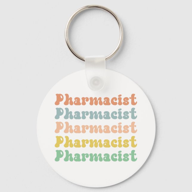 Pharmacist Retro Groovy Pharmacy Schlüsselanhänger (Vorderseite)
