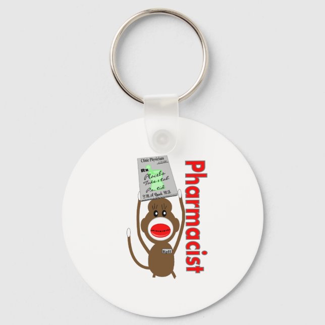 Pharmacist Sock Monkey Design---Adorable Gifts Schlüsselanhänger (Vorderseite)