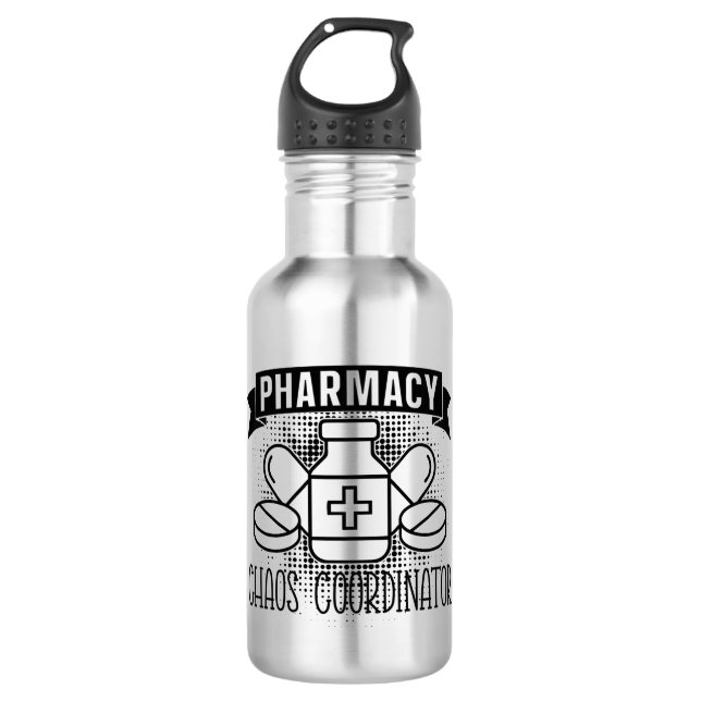 Pharmacy Chaos Coordinator Tech Pharmacist Edelstahlflasche (Vorderseite)
