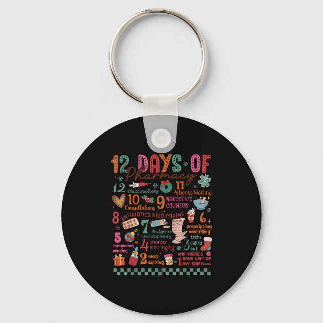 Pharmacy Christmas Shirt - 12 Days Of Pharmacy Tec Schlüsselanhänger (Vorderseite)