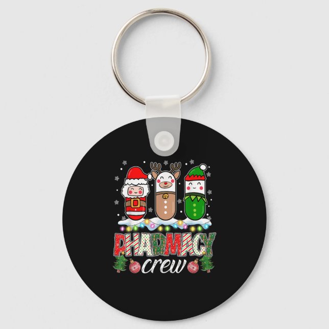 Pharmacy Crew Weihnachten Pillen Snowman Reindei S Schlüsselanhänger (Vorderseite)