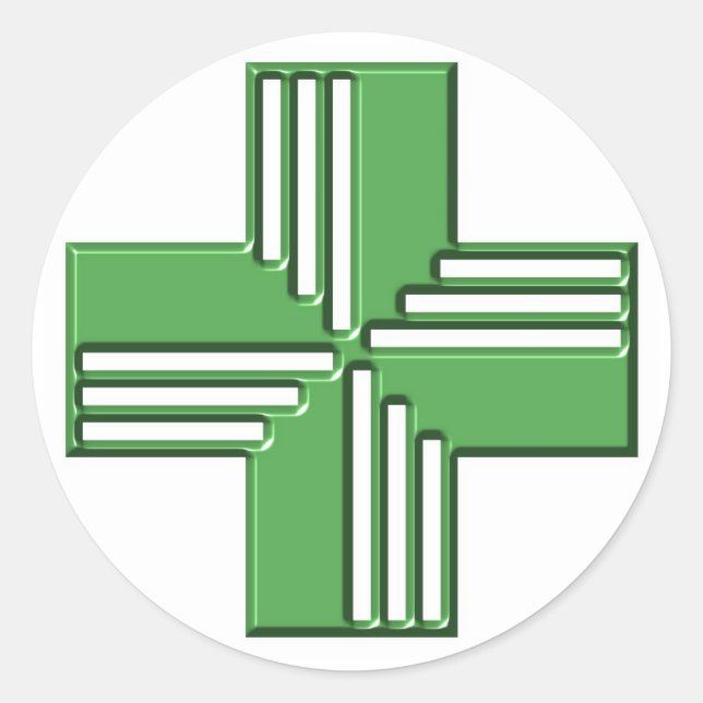 Pharmacy Cross Runder Aufkleber (Vorderseite)