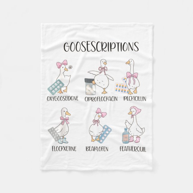 Pharmacy Funny Goose Silly Prescriptions Puns Medi Fleecedecke (Vorderseite)