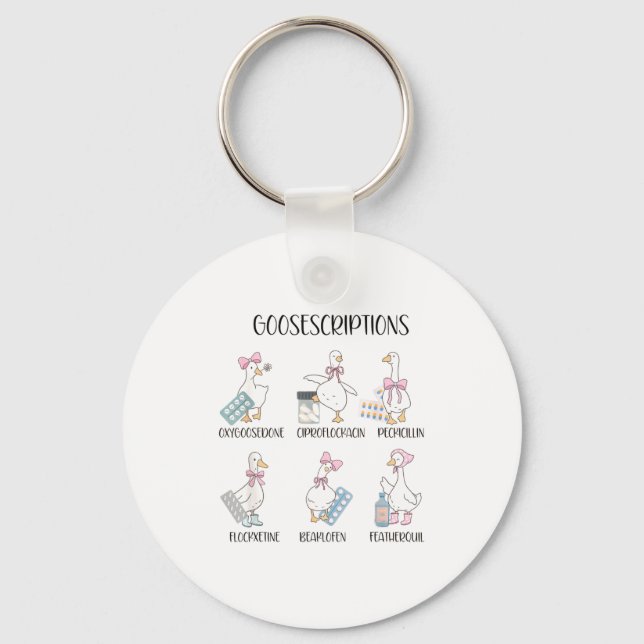 Pharmacy Funny Goose Silly Prescriptions Puns Medi Schlüsselanhänger (Vorderseite)