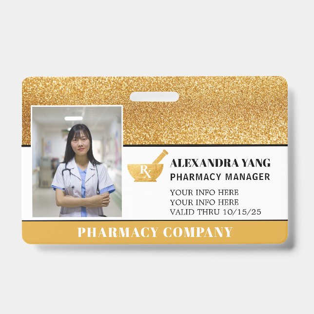 Pharmacy Gold Deluxe Foto Abzeichen Ausweis (Vorderseite)
