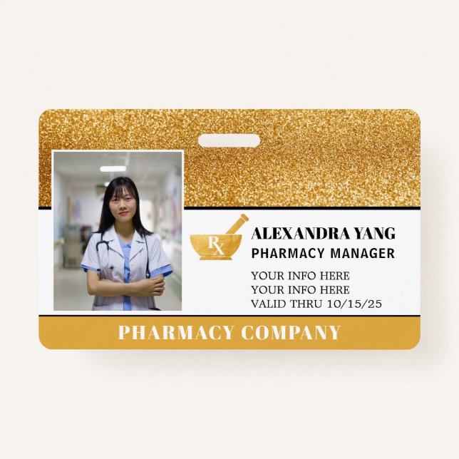 Pharmacy Gold Deluxe Foto Abzeichen Ausweis (Vorderseite)