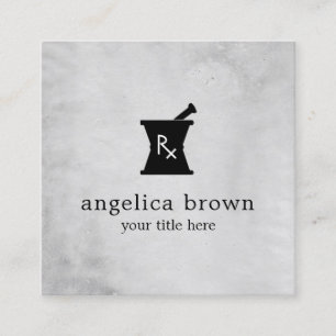 Pharmacy Mortar Pestle Logo Business Card Quadratische Visitenkarte