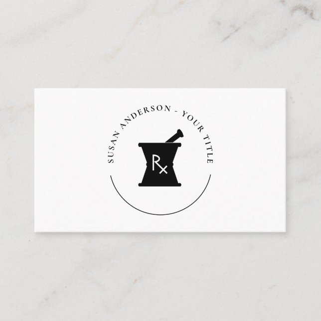 Pharmacy Mortar Pestle Logo Business Card Visitenkarte (Vorderseite)
