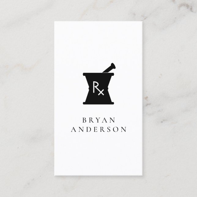 Pharmacy Mortar Pestle Logo Business Card Visitenkarte (Vorderseite)