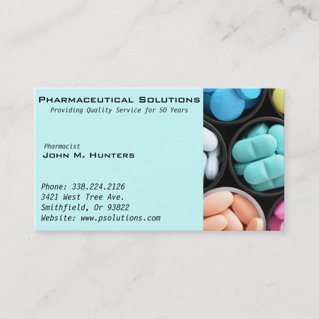 Pharmacy Pharmacist Medication List Business Card Visitenkarte (Vorderseite)