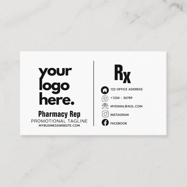 Pharmacy Rep Medical Custom Branded Visitenkarte (Vorderseite)