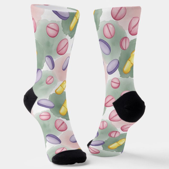 Pharmacy Socken in rosa, Lila und grau (Gewinkelt)