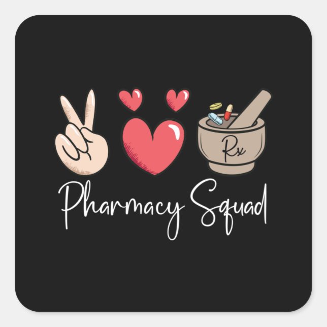 Pharmacy Squad Technician Tech Medicinal Pharmacis Quadratischer Aufkleber (Vorderseite)