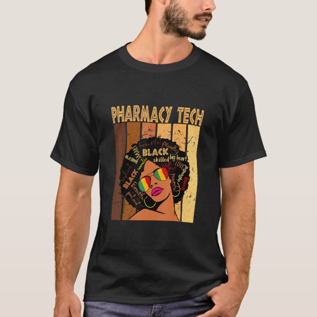Pharmacy Tech Afro American Black History T-Shirt (Vorderseite)