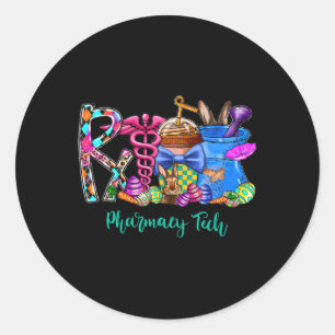 Pharmacy Tech Coffee Bunny Osterday Pharma T Runder Aufkleber