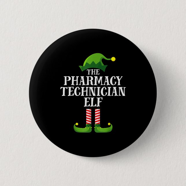 Pharmacy Tech Elf Matching Family Group Christmas  Button (Vorderseite)