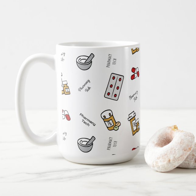 Pharmacy Tech Icons Kaffeetasse (Mit Donut)