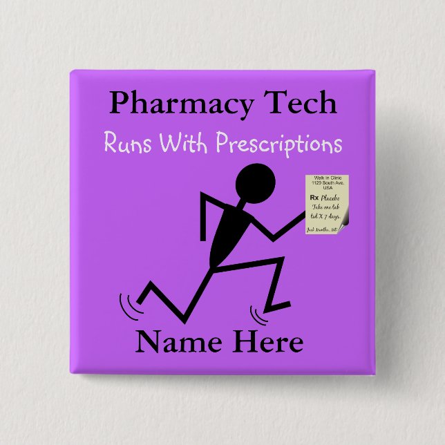 Pharmacy Tech Nom Pins Badge Purple (Devant)