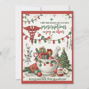 Pharmacy Tech & Nurse Christmas Card Joy Feiertagskarte