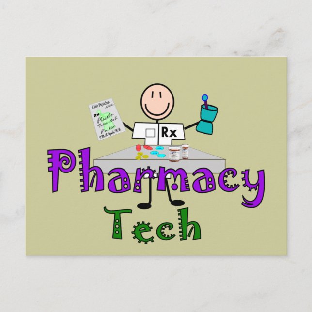 Pharmacy Tech Stick People Design Geschenke Postkarte (Vorderseite)