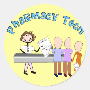 Pharmacy Tech verleiht Stick People Design Runder Aufkleber