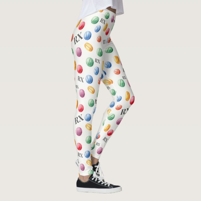 Pharmacy Watercolor Pills & Rx Symbol Leggings (Rechts)