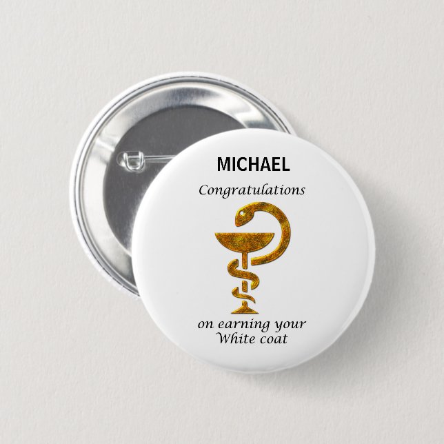 Pharmacy White Coat Zeremonie Herzlichen Glückwuns Button (Vorne & Hinten)
