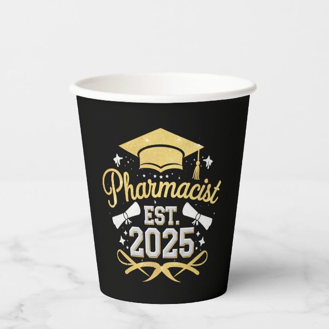 Pharmazeutischer Unternehmer Est 2025 Pharmazeutis Pappbecher (Vorderseite)
