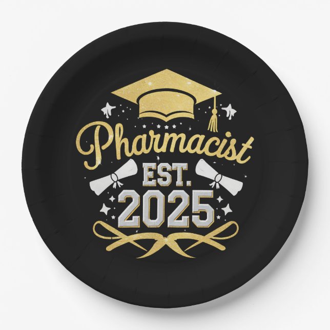 Pharmazeutischer Unternehmer Est 2025 Pharmazeutis Pappteller (Vorderseite)