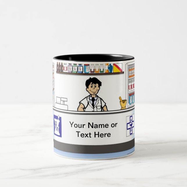 Pharmazeutischer Unternehmer - Männlicher Cartoon  Zweifarbige Tasse (Mittel)