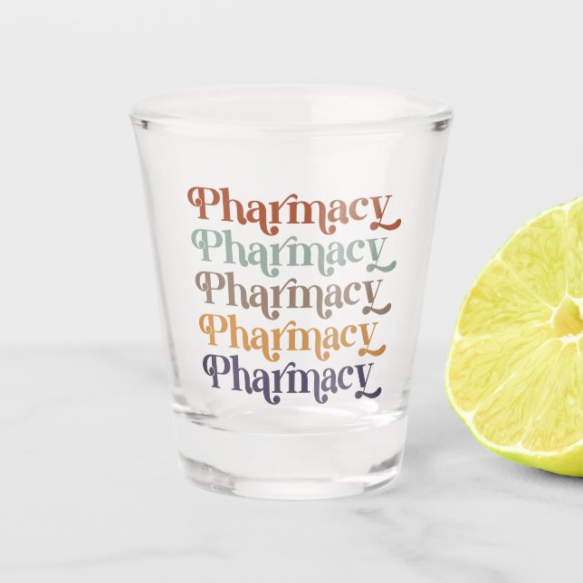 Pharmazeutischer Unternehmer Retro Pharmacy Studiu Schnapsglas (Vorderseite)