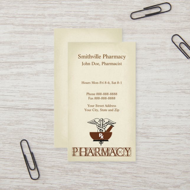 Pharmazeutischer Unternehmer-Visitenkarte Visitenkarte (Vorderseite/Rückseite Beispiel)