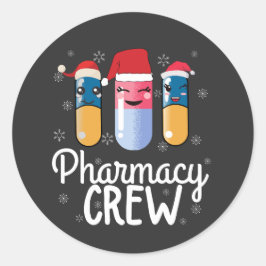 Pharmazie-Crew. Apotheker Weihnachts-T - Shirt Runder Aufkleber