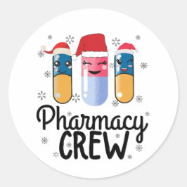 Pharmazie-Crew. Apotheker Weihnachts-T - Shirt Runder Aufkleber