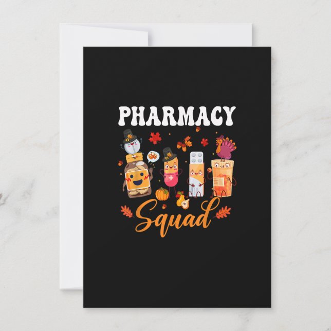 Pharmazie Crew lustige Pillen Herbst Erntedank Kos Einladung (Vorderseite)